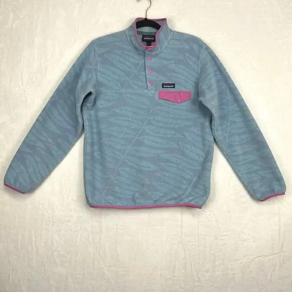 Patagonia Lightweight Synchilla Snap-T Pullover Eucalyptus Fronds Berlin Blue M - Picture 2 of 16